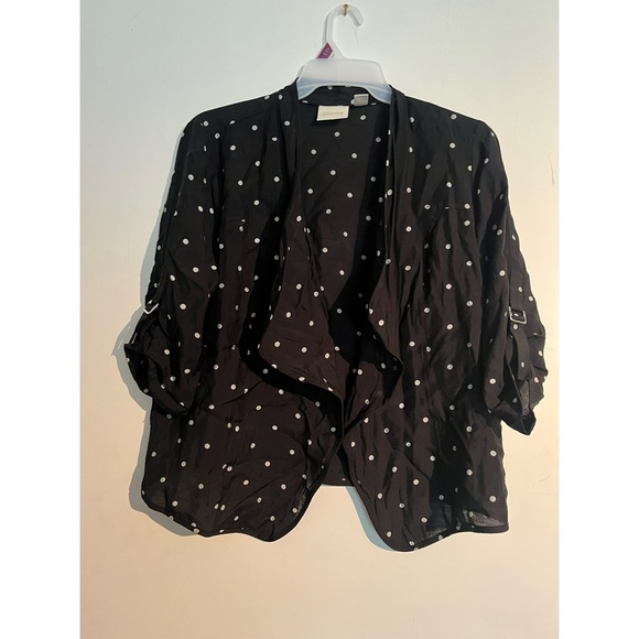 Chico's Tops - Chicos size 2 womens 12 blouse button down polka‎ dot arm accent